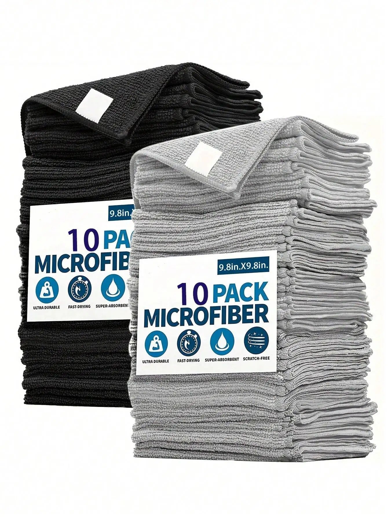 5/10pcs Microfiber Light Gray Kitchen Towel Set, Highly Absorbent, Soft & Easy To Clean, Suitable For Cleaning Glass, Cooking Surfaces, Pots & Pans, Faucets, Appliances, Cars, Kitchen, Bathroom, Home