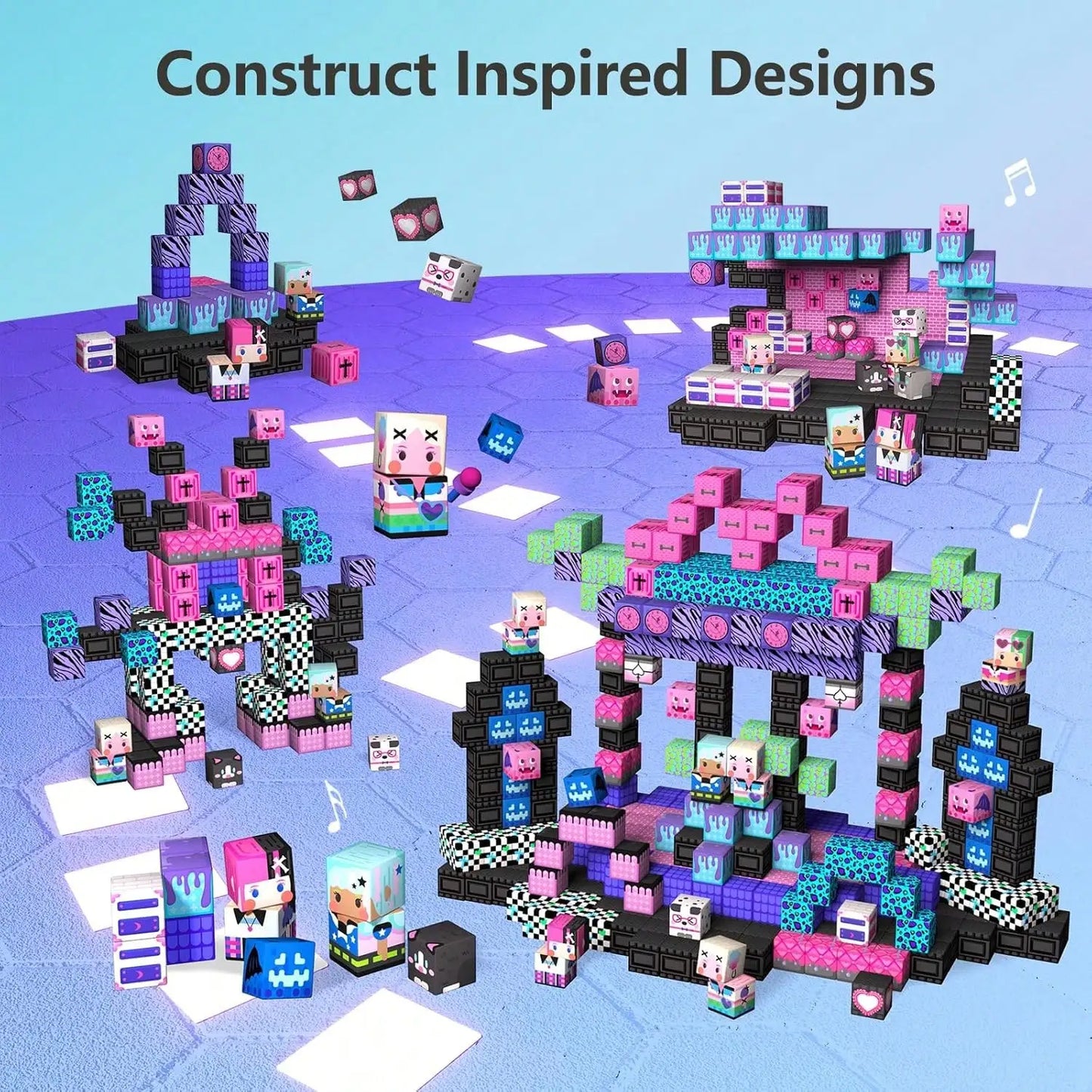 50-300pcs Magnetic Building Blocks & Tiles - STEM Magnetic Tile Role Play Music Cool Girl World, Imaginative Construction Toys, Building Cubes Toy Set, Girly Series, Pretend Play, Sensory Learning Toys, Suitable For Children