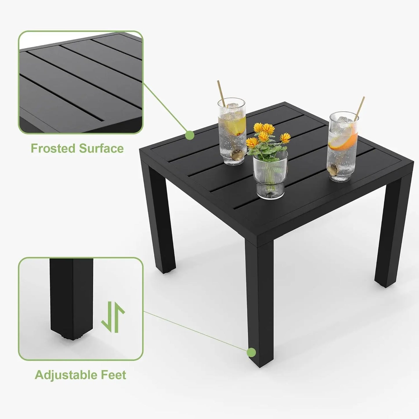 3-Piece Outdoor Bistro Set,Stackable Modern Metal Patio Furniture Set, 2 Chairs&Coffee Table,for Backyard Balcony Garden Lawn