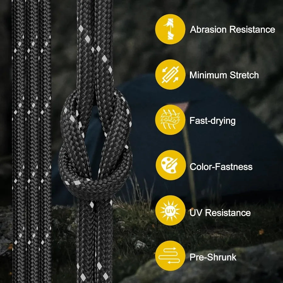 Reflective Paracord Rope 850Ib 50 100 200 500 1000ft 4MM 11 Strand para Cords Lanyard Utility Parachute Cord for Tent Camping H