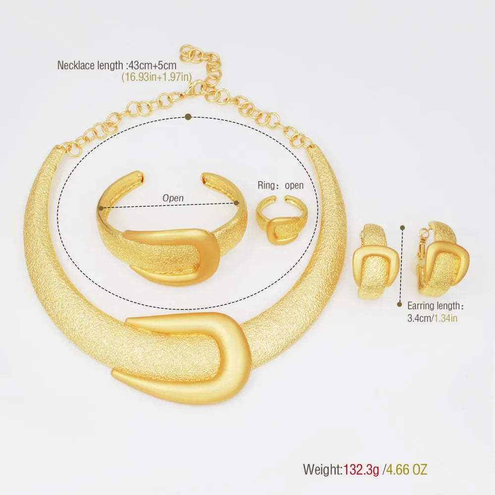 GZJPEI 4 Pcs/set Fashion Women Jewelry Set Hight Quality 18K Gold Plated Bamboo Joint Design Jewelry Lady Birthday Gift