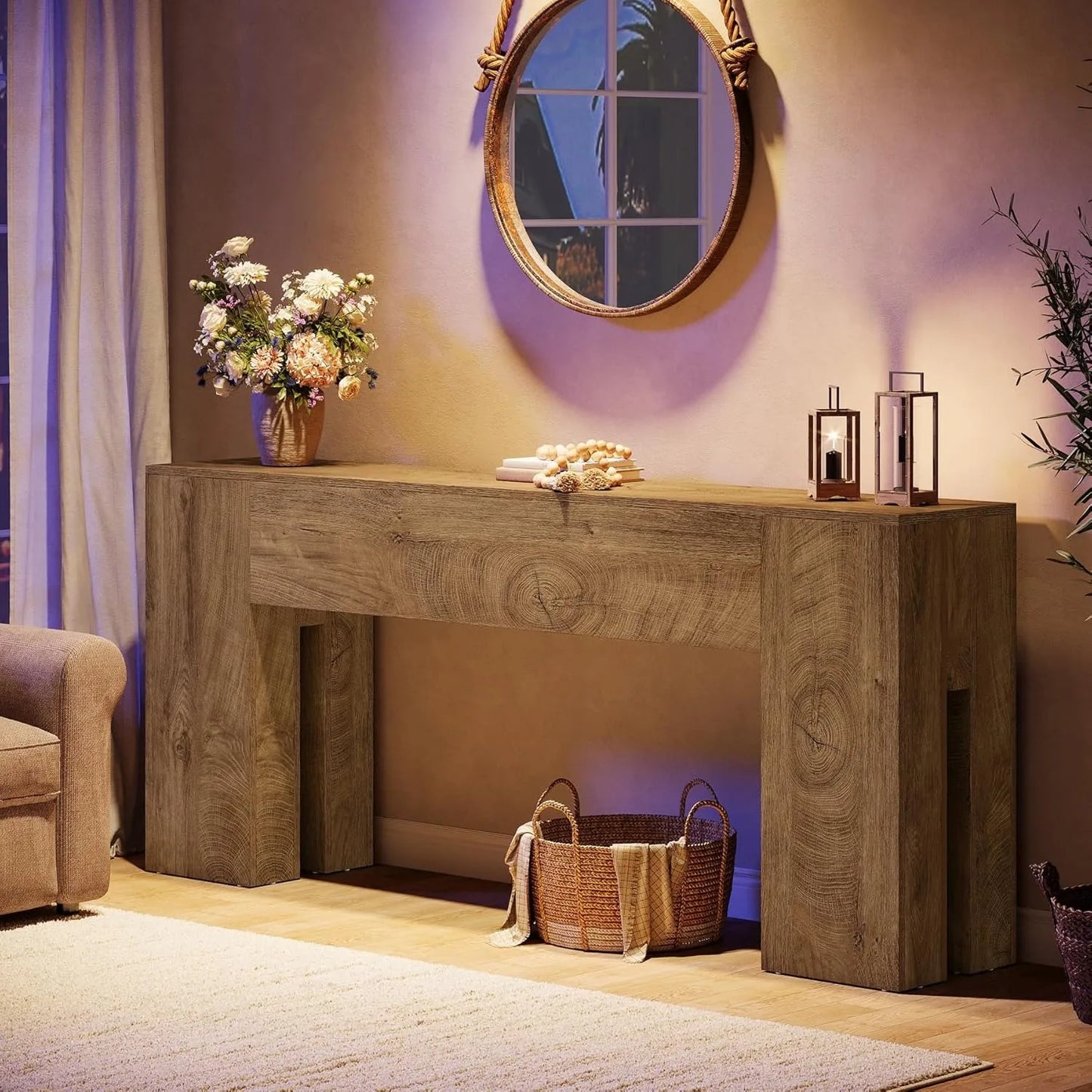 LITTLE TREE 71-Inch Long Console Table for Entryway, Farmhouse Sofa Console Behind Couch,for Hallway, Foyer, Living Room