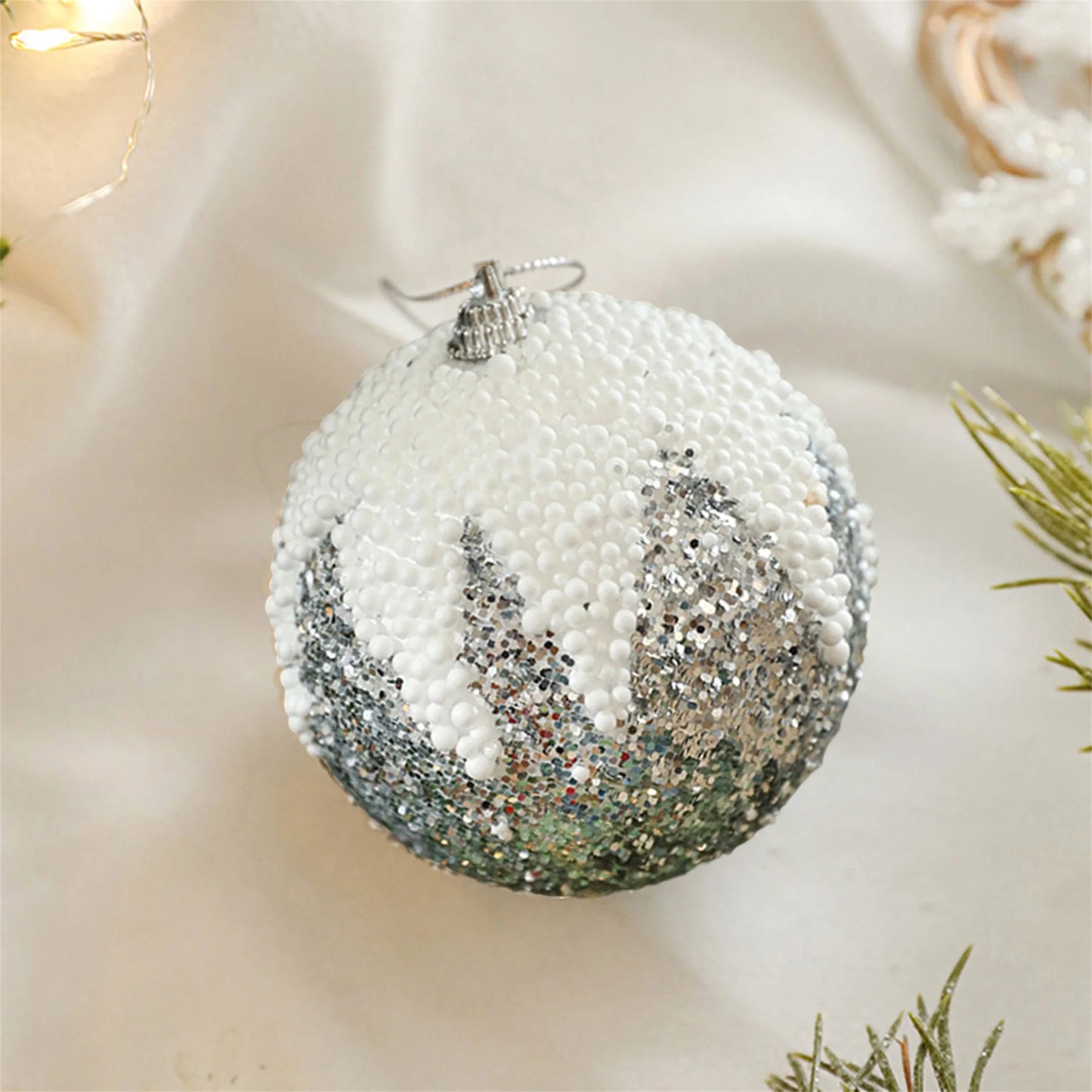 Glittering Snowflake Ornaments Set Christmas Tree Hanging Decorations Xmas Party Supplies Shiny Baubles Balls