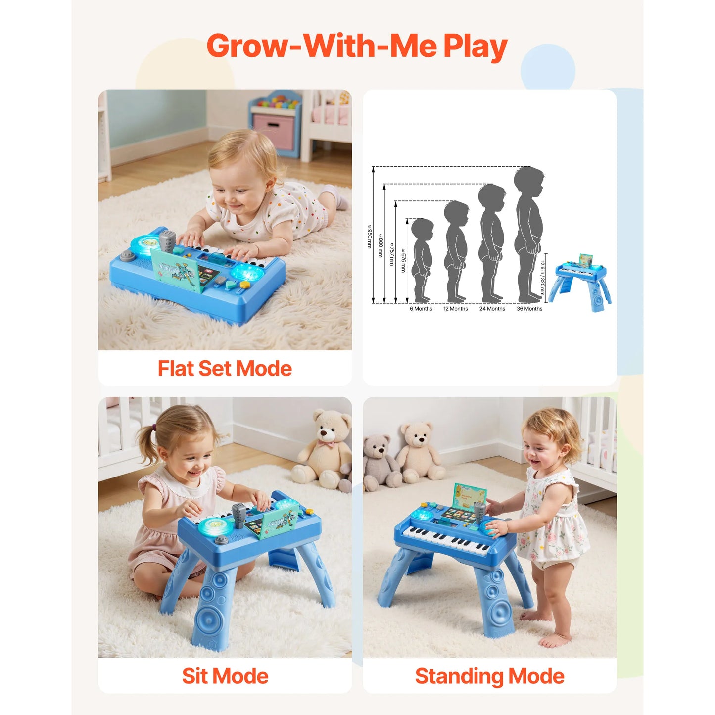 SucceBuy Baby DJ Playset for Toddlers with 133 Sound Sources Recording and LED DJ Turntable Baby Activity Table for Birthday