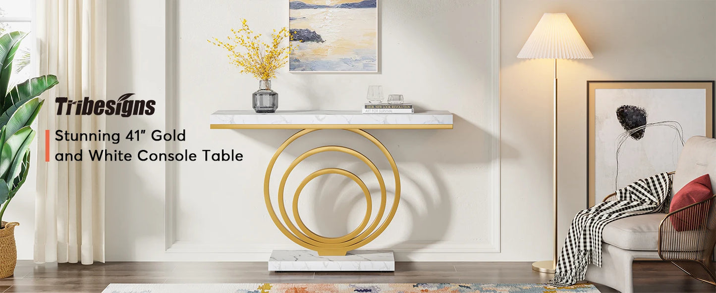 Tribesigns 41-Inch Gold Entryway Table, Modern Console Table Narrow Long, Contemporary Accent Table for Living Room