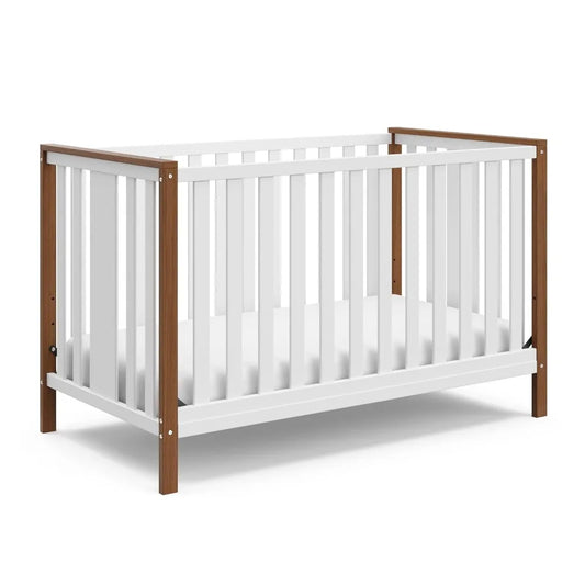 GRACO Modern Pacific 4-in-1 Convertible Crib (White with Vintage Driftwood) – GREENGUARD Gold Certified