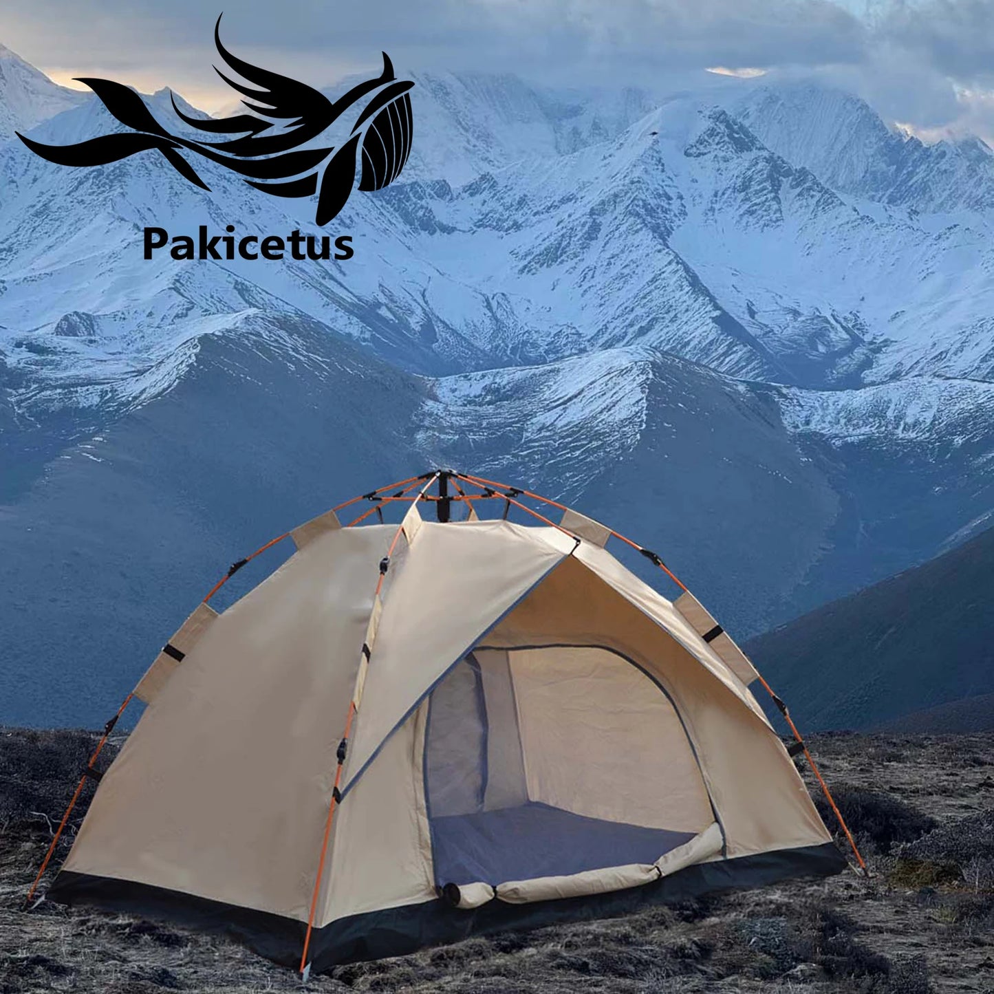 PAKICETUS 2-4 Person Automatic Pop Up Camping Tent, Instant Quick Setup Portable Windproof Tent, Lightweight Backpacking Shelter for Outdoor Travel Hiking Picnic