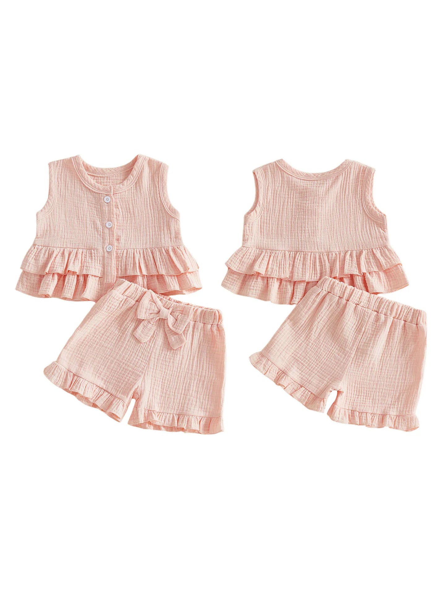 2Pcs Baby Boys Spring Clothes Short Sleeve Round Neck Solid Color T-Shirt and Elastic Waist Shorts Set for Toddler