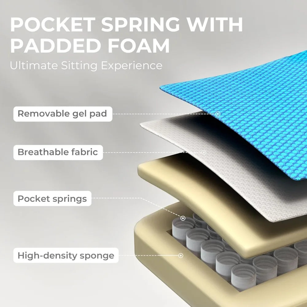 Breathable Fabric Gaming Chair with Pocket Spring Cushion and Gel Pad for Enhanced Comfort in Office and Home Use