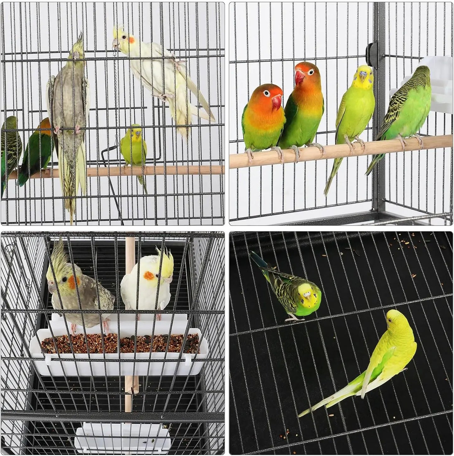 52-inch Wrought Steel Standing Large Flight King Bird Cage for Cockatiels African Grey Quaker Amazon Sun Parakeets Green