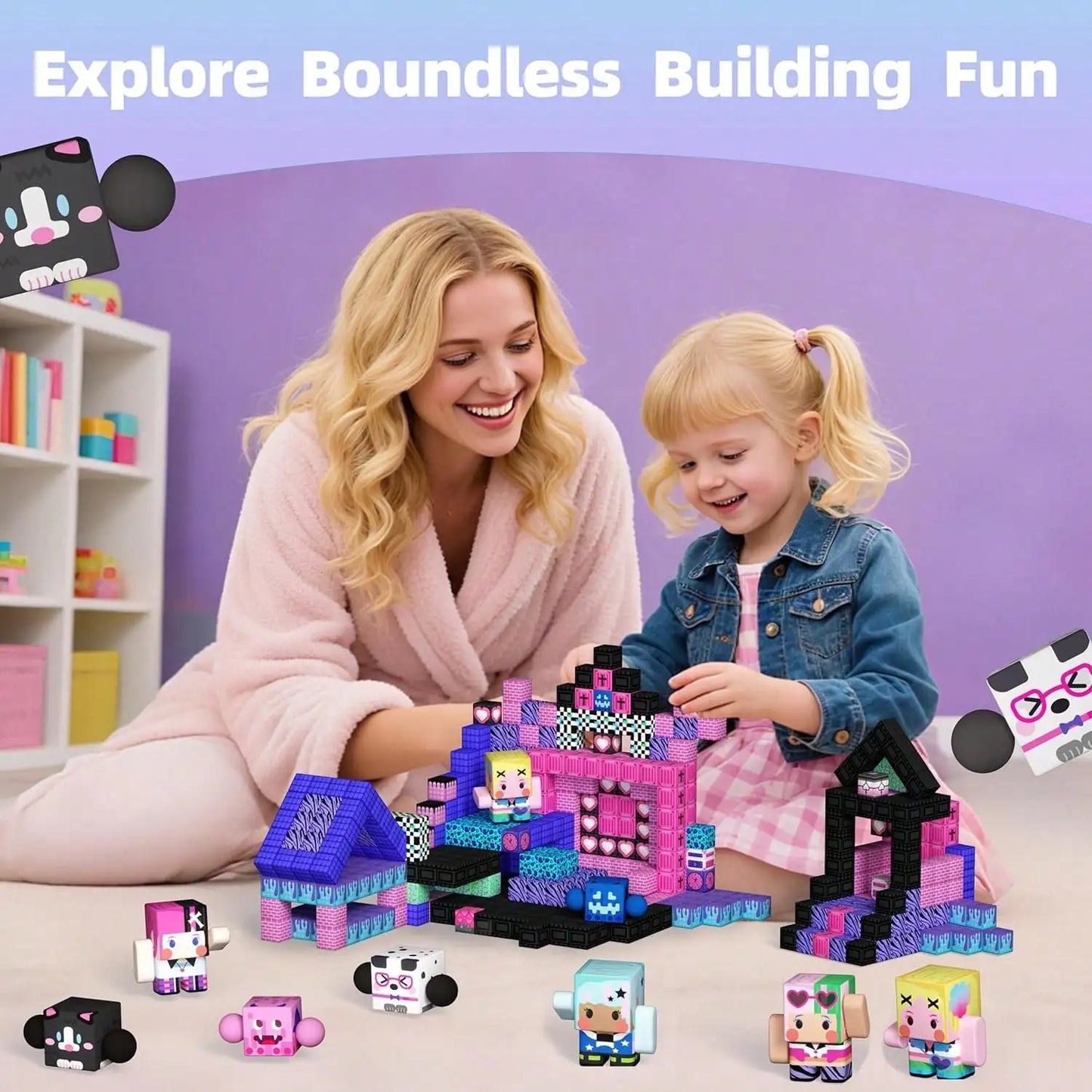 50-300pcs Magnetic Building Blocks & Tiles - STEM Magnetic Tile Role Play Music Cool Girl World, Imaginative Construction Toys, Building Cubes Toy Set, Girly Series, Pretend Play, Sensory Learning Toys, Suitable For Children