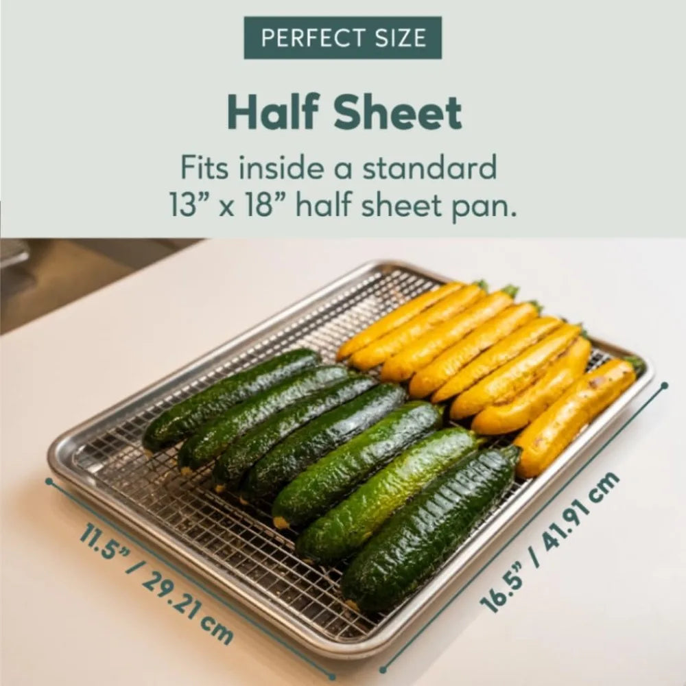 Oven and Dishwasher Safe Stainless Steel Cooling and Baking Rack Set Heavy Duty Tight Wire 115 x 165 Inch Set of 2