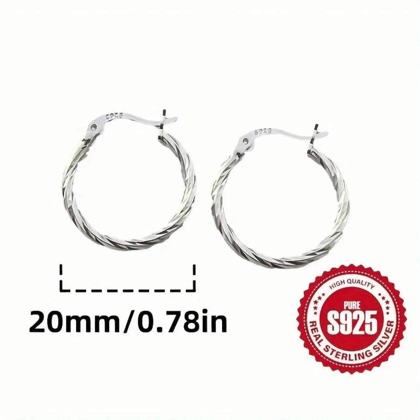 Hypoallergenic Silver Stud Earrings for Women - Lightweight Twisted Circle Design, Comfortable Mother's Day Gift Idea