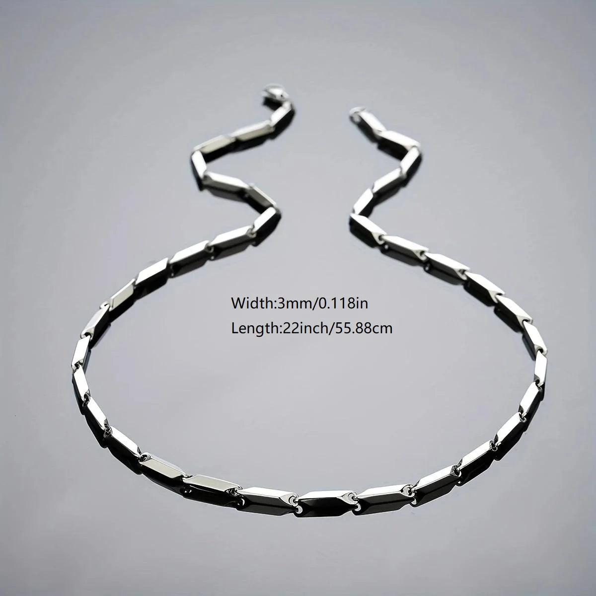 Hermah New 3mm Stainless Steel Link Bamboo Rhombus Chain Necklace for Women Men Fashion Jewelry Accessory