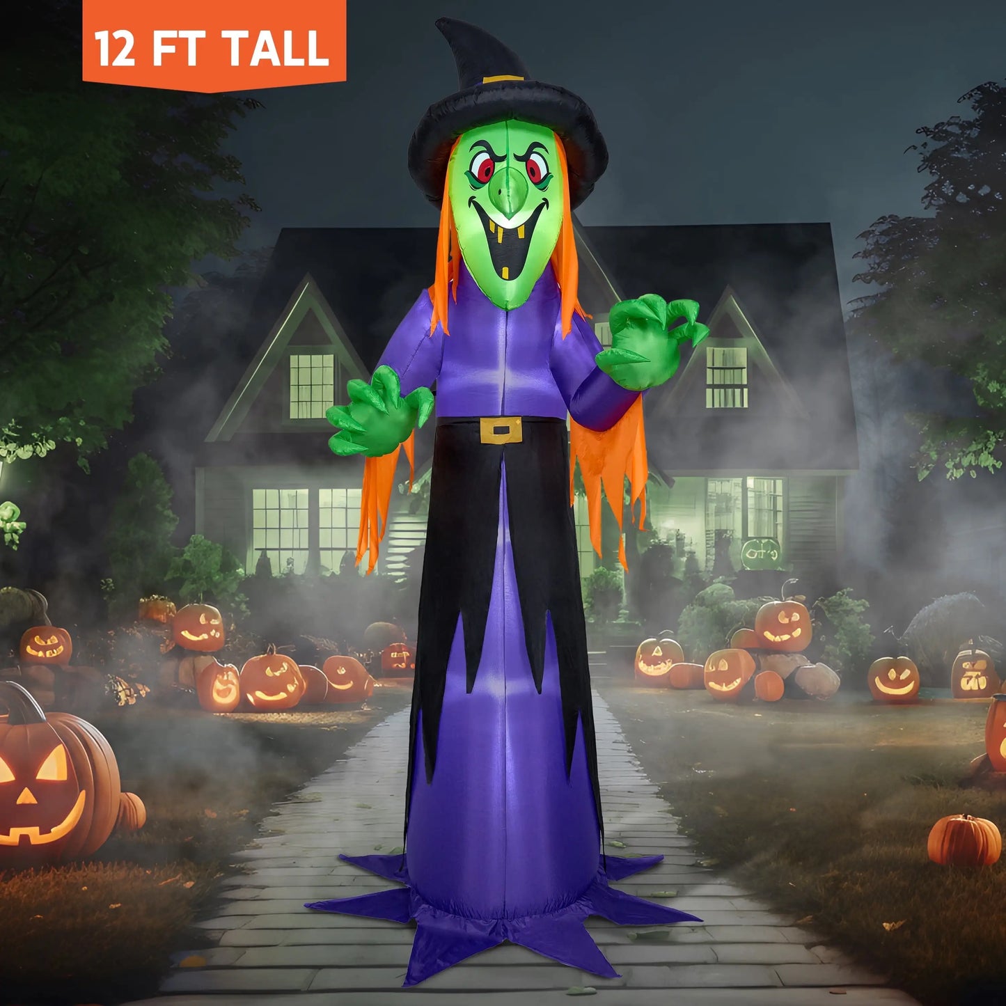 12 FT Tall Halloween Giant Grim Reaper Inflatable with Built-in LEDs Grim Reaper with Scythe for Halloween Decorations Outdoor Gift