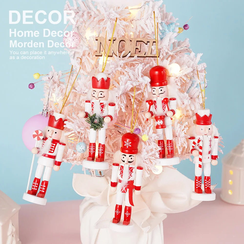 12cm Nutcracker Walnut Soldier Doll Puppet Pendant Five Piece Set Christmas Pendant Decoration Model Home Desktop Decorations