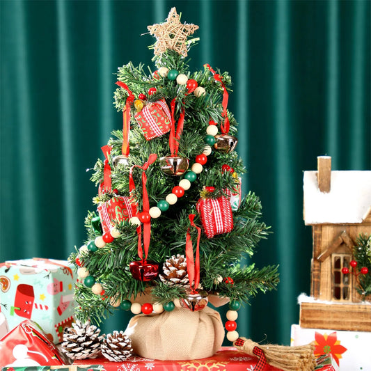 6pcs Mini Christmas Tree With Burlap Base 20cm small trees Decor Desktop Window Display Home Party Christmas Holiday Decoration