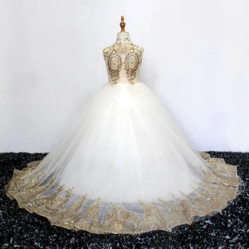 Girls' Autumn and Winter Fashion Dresses, Evening Dresses, Birthday Dresses, Catwalk Flower Girl Dresses, Oversized Trailing Beautiful Princess Dresses