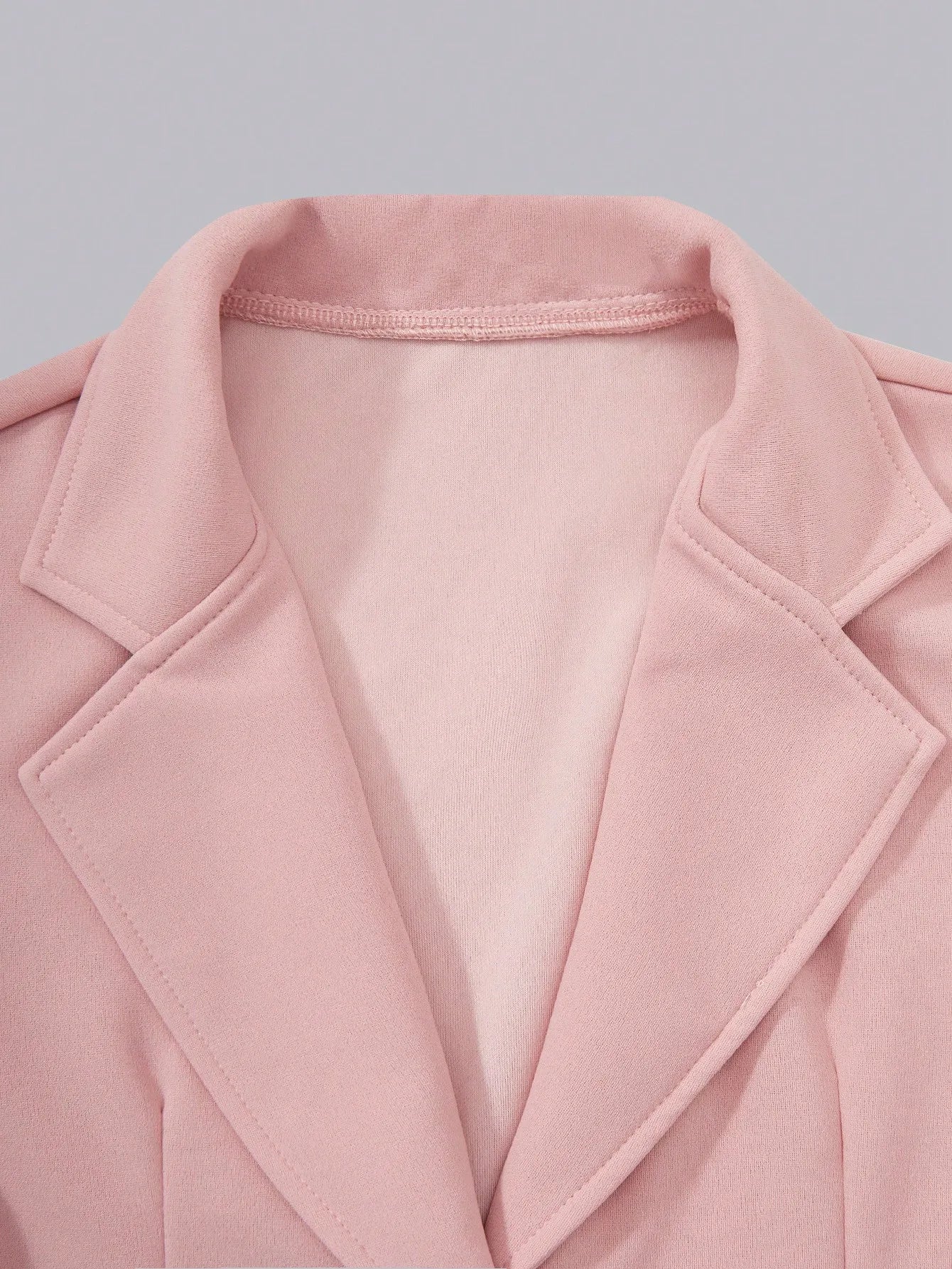 Pink Girls' Single-Breasted Blazer Set with Bow Detail, Wide-Leg Pants for Semi-Formal Occasions