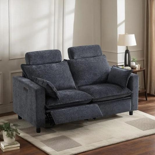Cloud Loveseat Recliner, Deep Seat Power Sofa Recliner with Removable Cover & 2 Pillows, Double Recliner Sofa with USB Port & Ty
