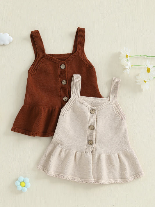 Toddler Girl Cable Knit Tank Tops Adorable V Neck Sleeveless Sweater Vest with Ruffled Hem Warm Winter Outfit for Fall