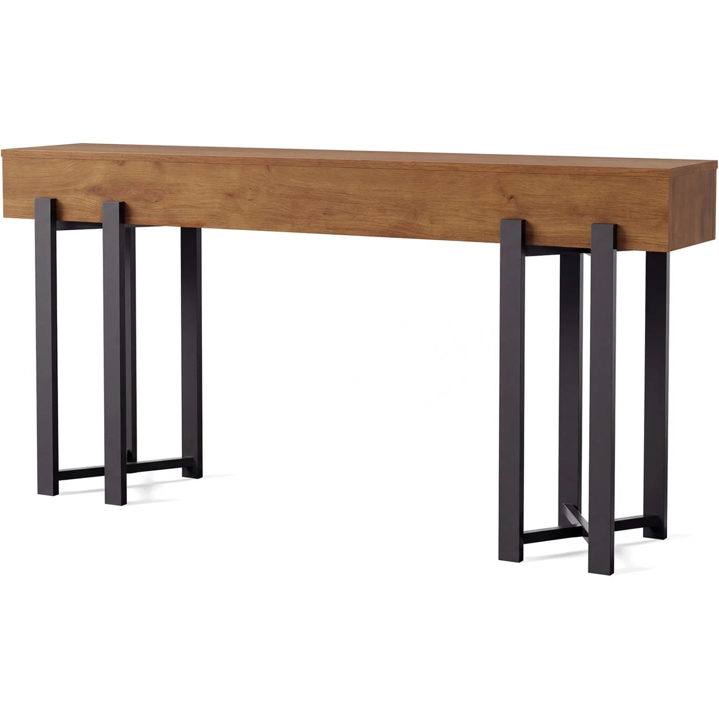 63" Modern Console Table, Wooden Entryway Table with Metal Legs, Narrow Behind Couch Table, Sofa Table for Corridors, Living Room, Hallway
