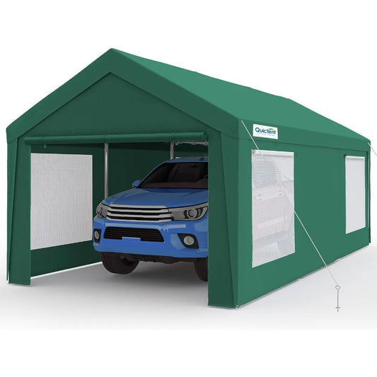 12x20 ft Heavy Duty Carport Canopy Galvanized Car Tent Outdoor Garage Boat Shelter with Reinforced Structure with Roll-up Venti