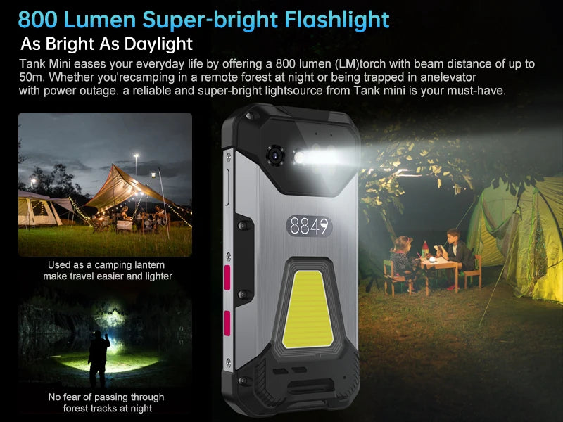 8849 Tank Mini Rugged Smartphone  4.3 inch 100MP Camera 256GB 16GB 5800mAh Android 13 CellphoneWaterproof Mobile Phone