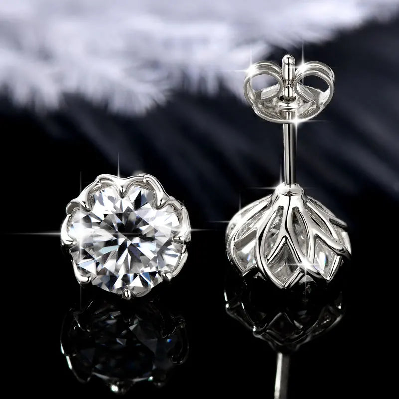 OXTAO Moissanite Circular Stud Earrings for Women 14K Gold Filled Flower Earring Fine Jewelry 6mm/8mm D Color Lab Diamond Gift