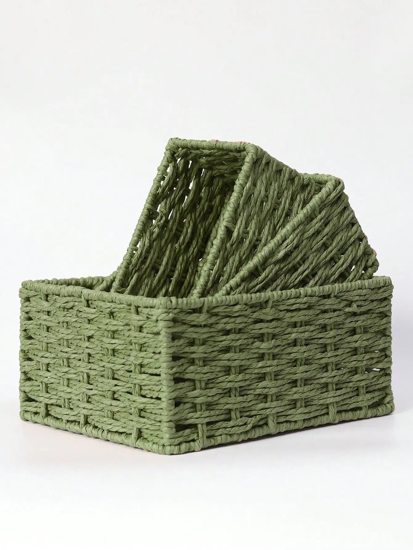 1pc/3pcs Desktop Storage Box, Handmade Rattan Woven Organizer Tray For Cosmetics, Keys, Snacks, Home Living Room, Bedroom, Study, Office, S/M/L Sizes Available,For Back To School