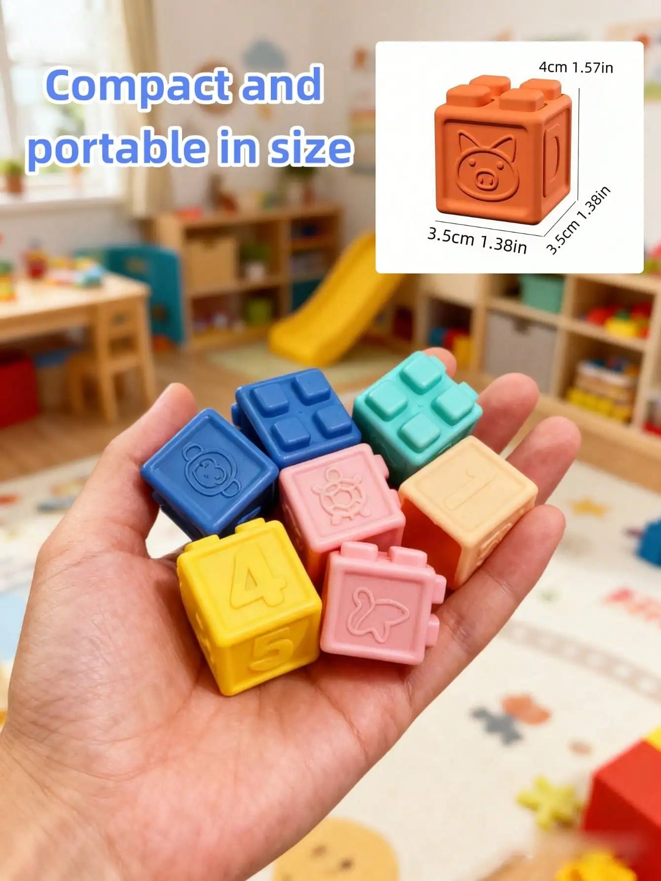 Baby Building Blocks,  8/16/24 Pcs Soft Educational Construction Toys - Numbers, Shapes, Colors, Animals - Random Colors, Infant Toys, Montessori Toys, Bath Toys, Baby Essentials, Teethers, Sensory Chew Toys, Silicone Toys