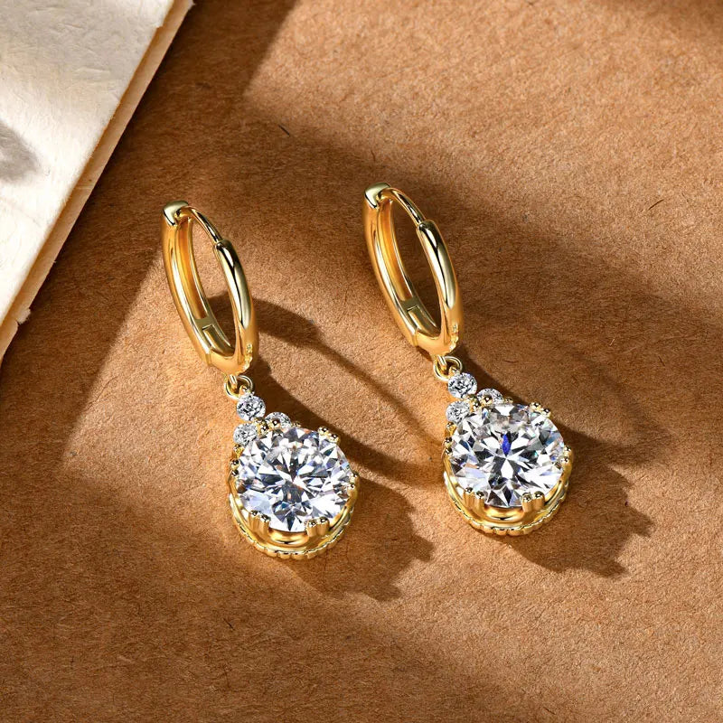 OXTAO Moissanite Big Dangle Hoop Earring 6.5mm/8mm D Color VVS1 for Women 925 Sterling Silver Huggie Earring Luxury Jewelry Gift