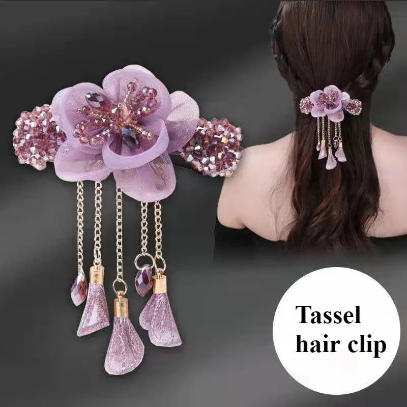 2pcs/ set, a classical and elegant fringed hairpin with flower hairpin, a simple and exquisite lace hairpin in a retro style, ha