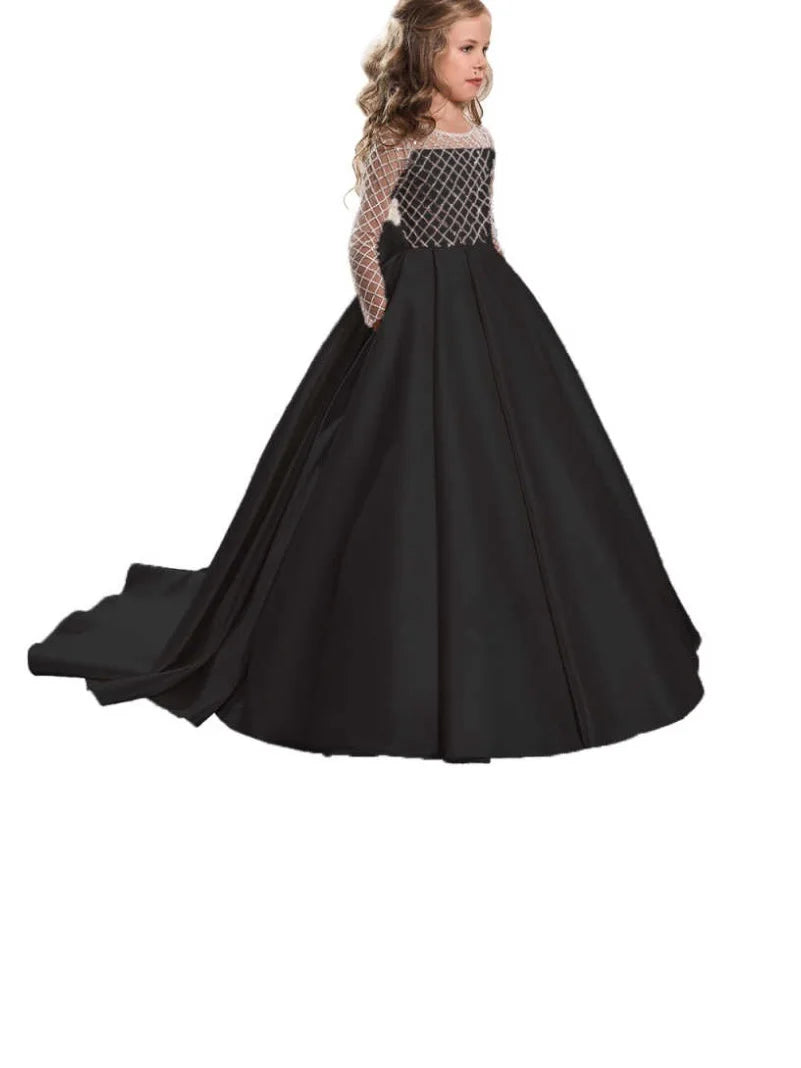 Fancy Lace Trailing Flower Girl Dress First Communion Dress Gorgeous Flower Girl Dress Christmas Gift