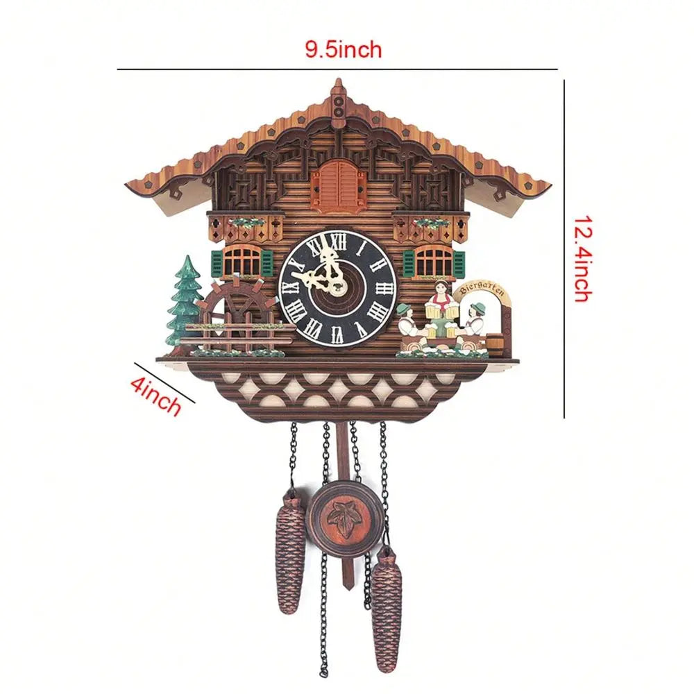 Creative Bird Cuckoo Quartz Wooden Swing Wall Clock Time Alarm Watch For Decor