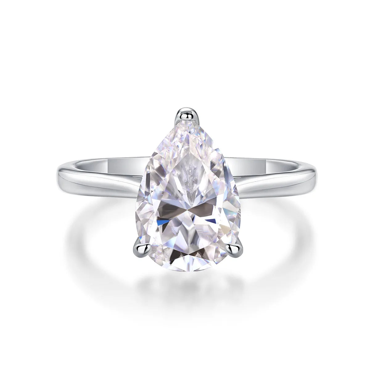 Pear Moissanite Ring, 925 Silver, D Color VVS1, 8x12mm, 3 Prong Engagement, Women's Light Luxury, Cert Quality