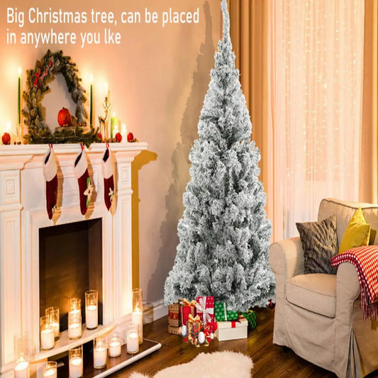 Artificial Christmas Tree 1.8m Snow Flocked Design Pine Tree Snow Christmas Holiday Pencil Tree Snow Xmas Trees with Metal Stand