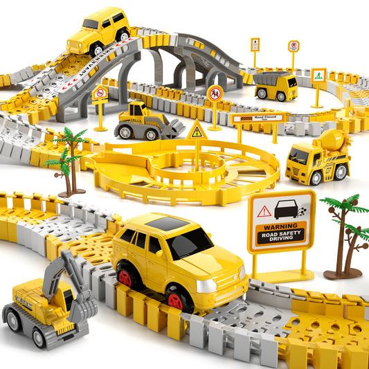 Toddler Boy Toys 236 PCS Race Tracks Toys Gifts for 3 4 5 Year Old Boys Kids, 6 PCS Construction Car Toys Gifts for 2 3 4 5 Year