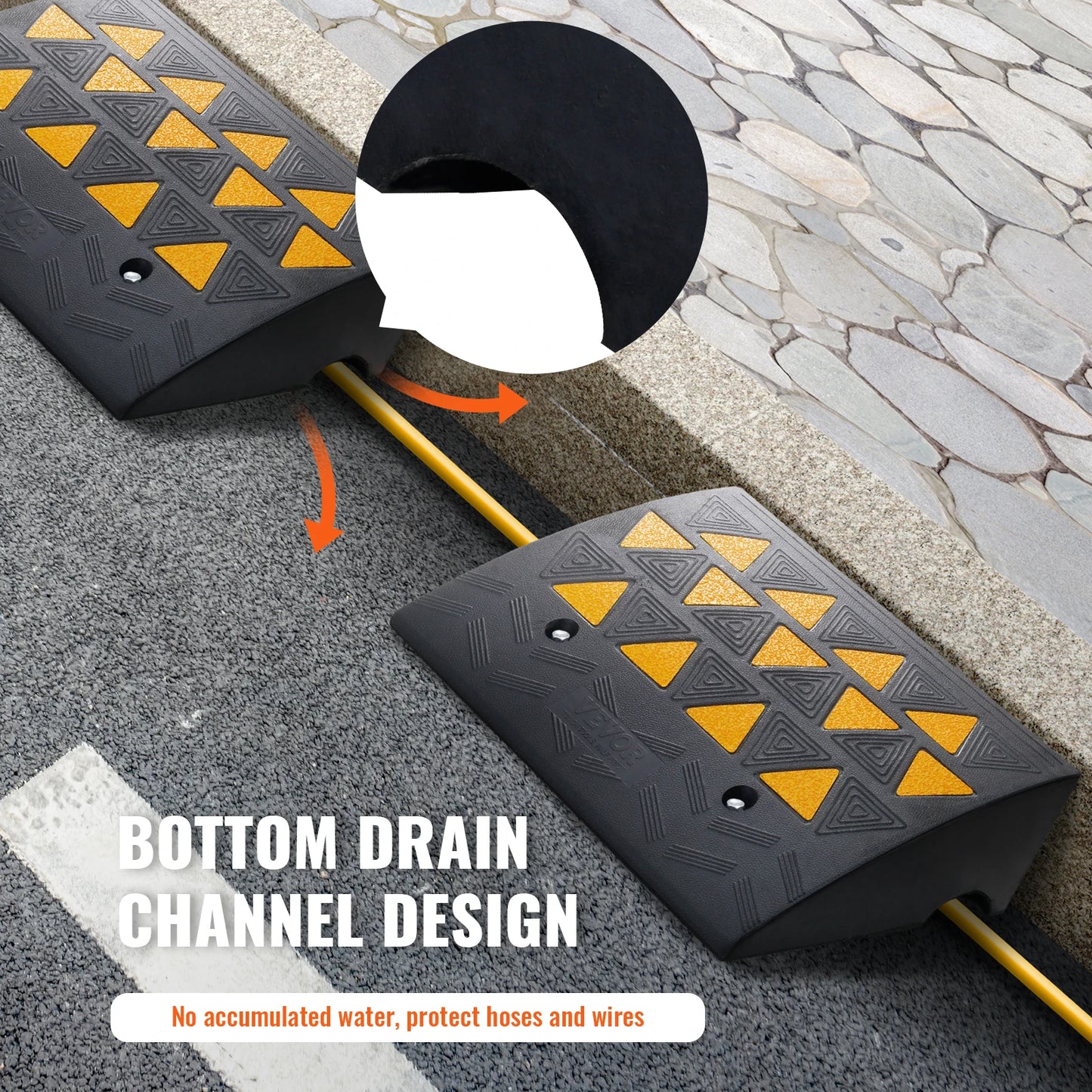 SucceBuy 1/2 Pack Rubber Curb Ramp Rise Heavy Duty Threshold Driveway Ramps with Stable Structure Car Wheelchairs Motorcycles