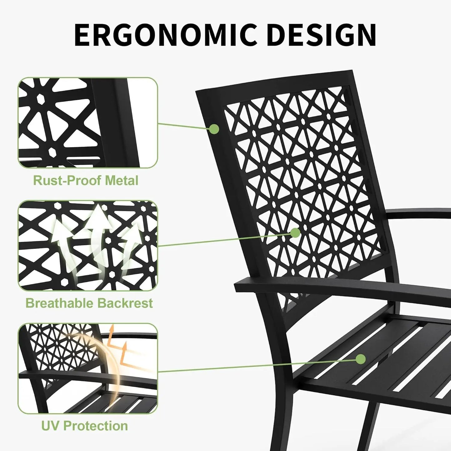 3-Piece Outdoor Bistro Set,Stackable Modern Metal Patio Furniture Set, 2 Chairs&Coffee Table,for Backyard Balcony Garden Lawn