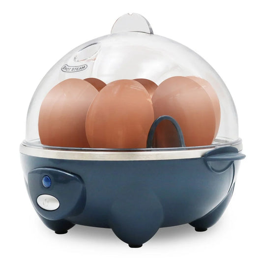 Automatic Egg Cooker Up to 7 Eggs Soft Medium Hard Boiled Poached Eggs Timer Beep Dishwasher Safe Measuring Cup Cooking Tray