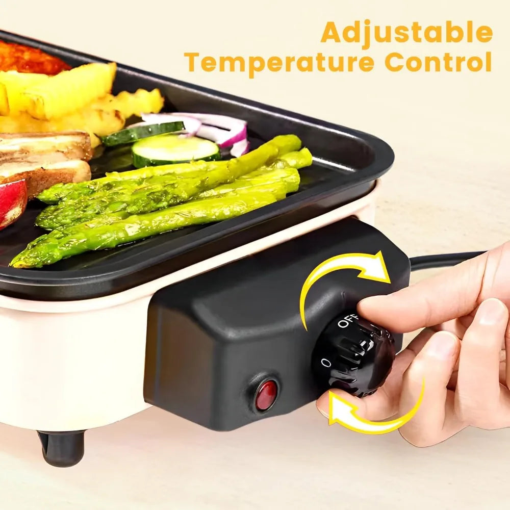 1500W Smokeless Indoor Grill 2-in-1 Nonstick Removable Plate Temp Control Portable BBQ +3 Cheese Pans