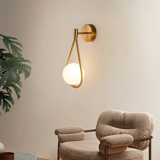 Modern Glass Ball Wall Lamp Wall Sconce Light Fixtures Fit Bathroom Bedroom Gold