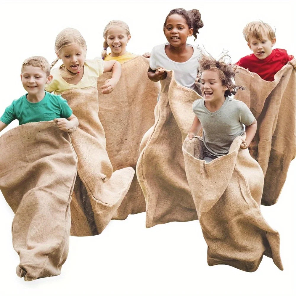 6 Pack Large Burlap Potato Sack Race Bags 39" x 25" Potato Sacks Racing Bags for Kids & Adults Family Reunion