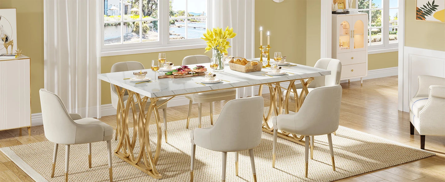 Modern Dining Table,Kitchen Table for 4-6 People, Unique Rectangular Dinner Table Kitchen & Dining Room Furniture