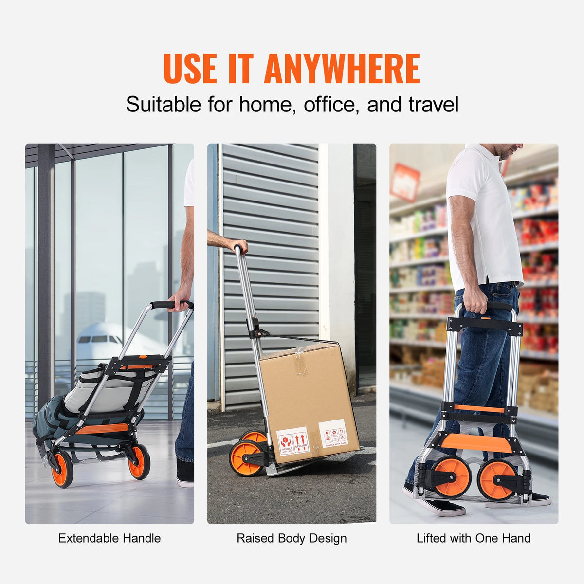 SucceBuy 176/275/309 lbs Folding Hand Truck Portable Cart Dolly with Telescoping Handle and Binding Rope for Moving Warehouse