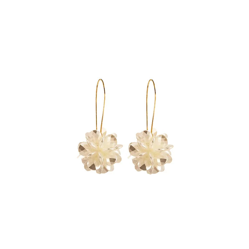 Exaggerated White Flower Drop Earrings Elegant Imitation Pearl Dangle Earrings Party Wedding Jewellery Gift For Women K-