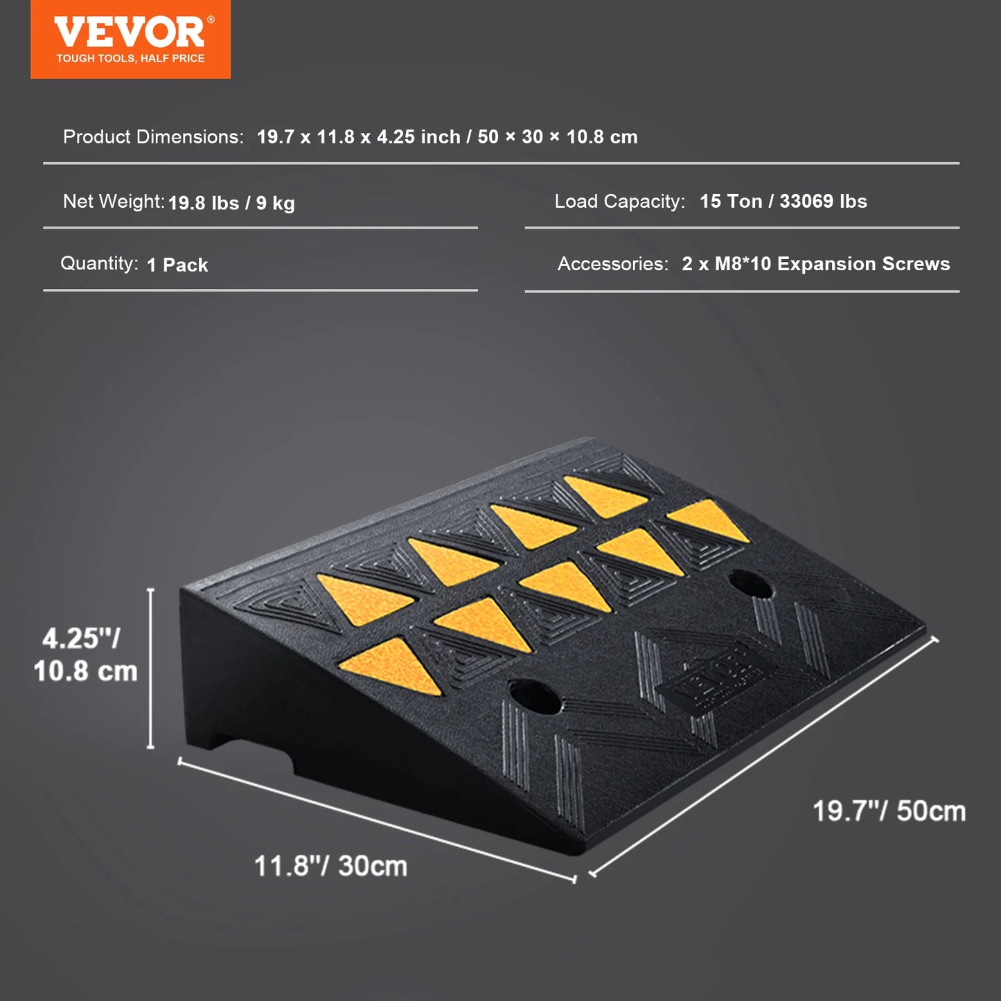 SucceBuy 1/2 Pack Rubber Curb Ramp Rise Heavy Duty Threshold Driveway Ramps with Stable Structure Car Wheelchairs Motorcycles