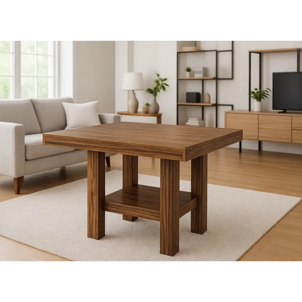 31.5" Square Dining Table for 4 with Shelf Storage, Ideal for Apartments, Offices, Living Rooms, and Restaurants