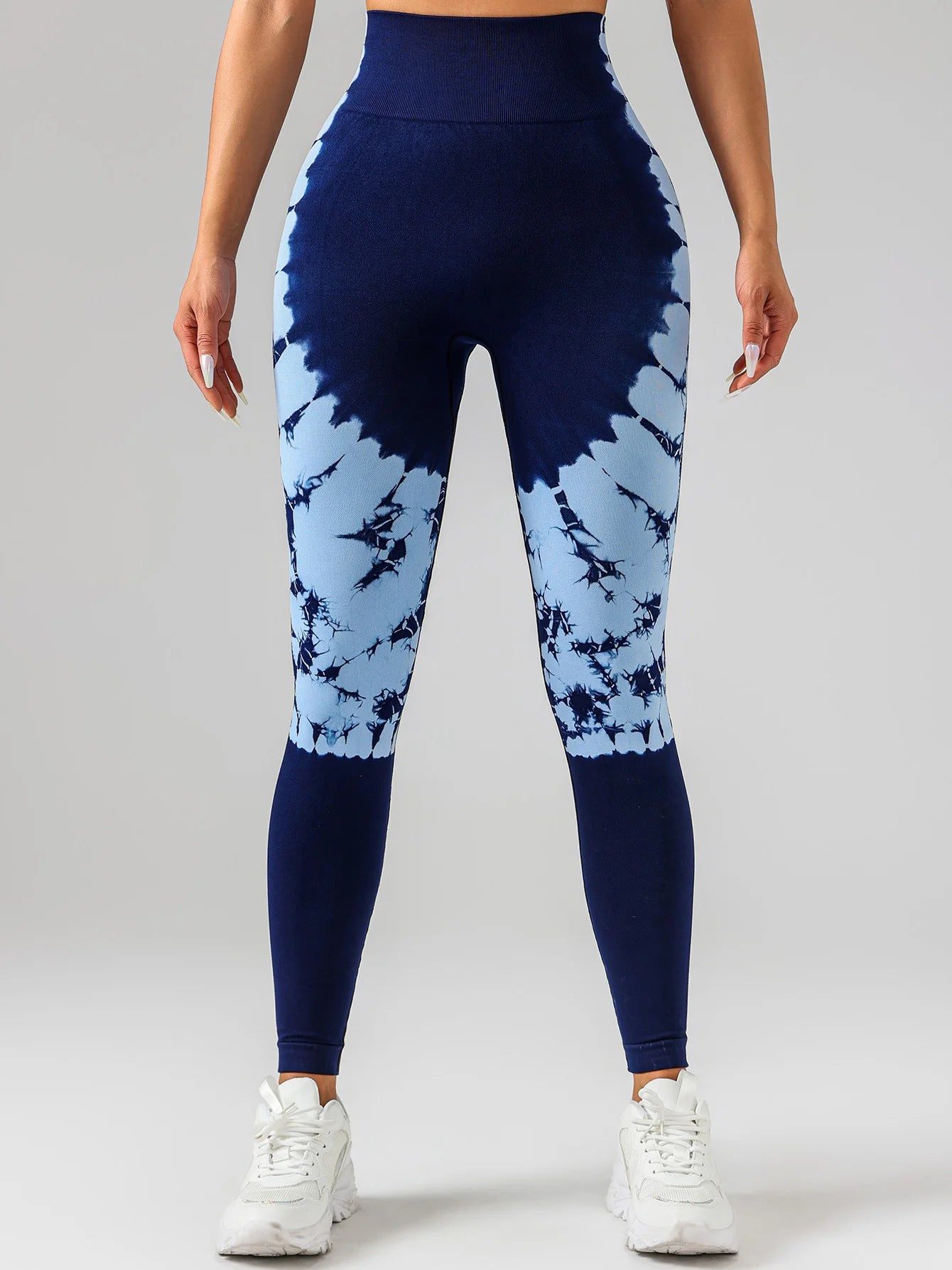 US Local Women's Tie-Dye High Waist Hip Lift Sports Fitness Seamless Yoga Pants Ruched Booty Compression Tights